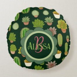 Almofada Redonda Cactos e Succulent Wonderland: Personalizar nome