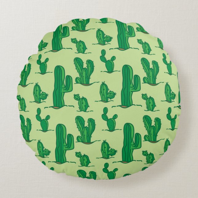 Almofada Redonda cactus pattern. hand drawing pattern. seamless han (Frente)