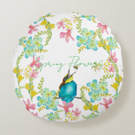Almofada Redonda Cadeado de flores de primavera