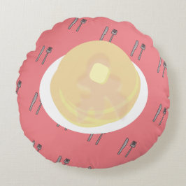 Almofada Redonda Café Da Manhã Com Grito De Pancake