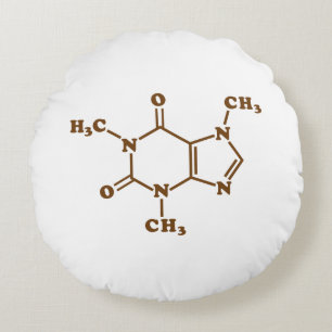 Almofada Redonda Cafeína - Café - Fórmula Química Molecular