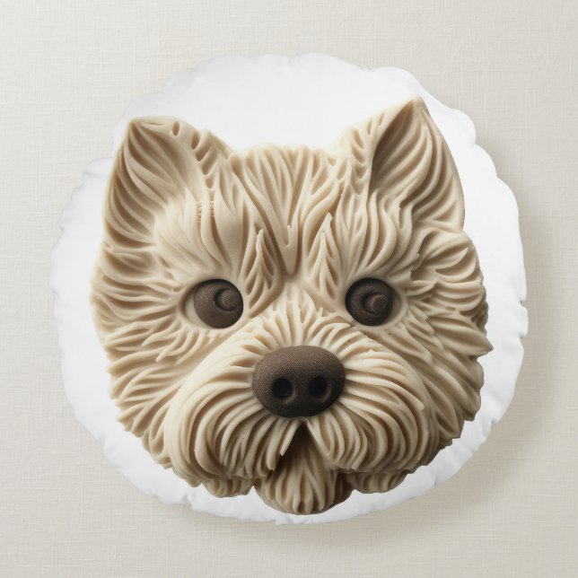 Almofada Redonda Cairn Terrier 3D inspirado (Frente)