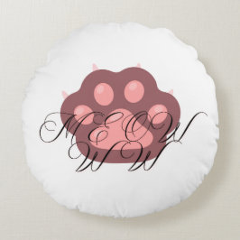 Almofada Redonda Caligrafia "MEOW" - Gatinho Adorável