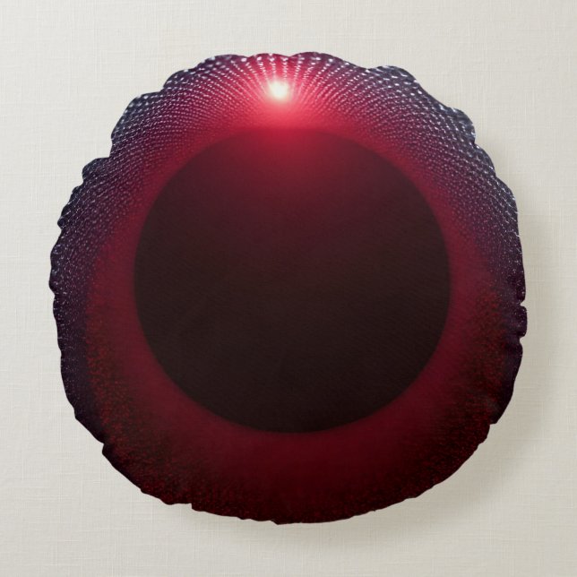 Almofada Redonda Câmara Echo Metálica abstrato com Onda Sonora Verm (Frente)