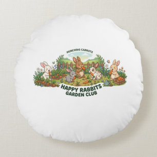 Almofada Redonda Camiseta do Clube de Jardim dos Coelhos Felizes – 