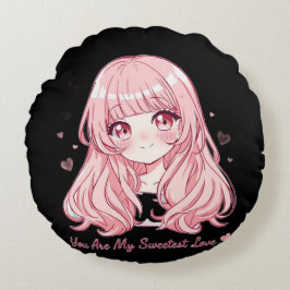 Almofada Redonda Camisola de anime fofa do Dia dos Namorados