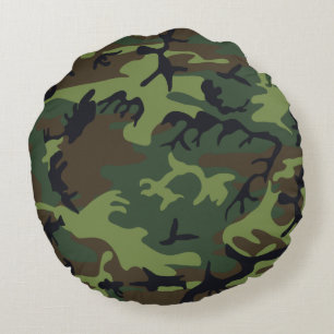 Almofada Redonda Camo Militar Floresta Verde