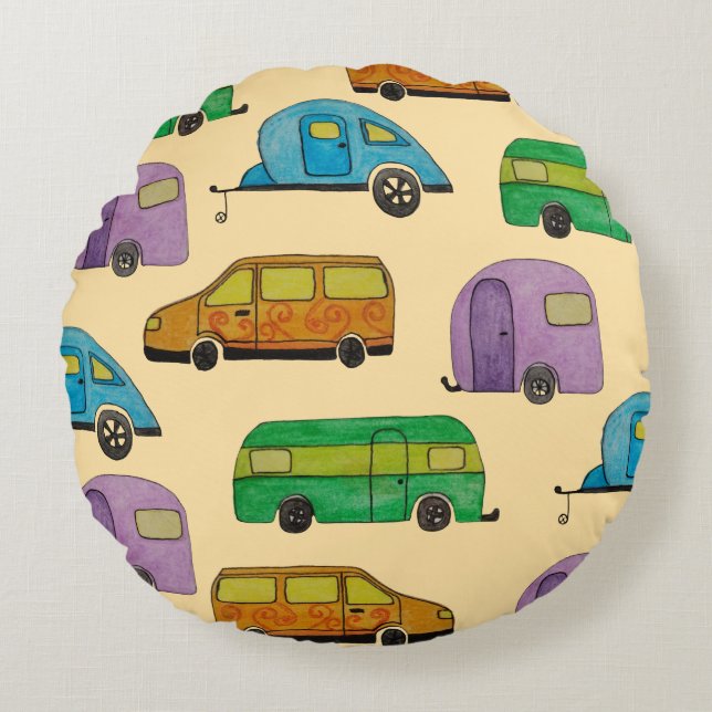 Almofada Redonda Camping caravans (Frente)