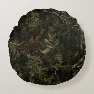 Almofada Redonda Camuflagem de floresta com galinhola