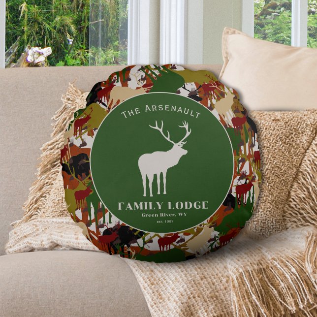 Almofada Redonda Camuflagem Marrom Verde Personalizado (Criador carregado)