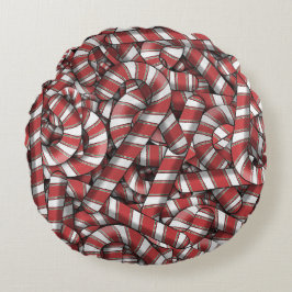 Almofada Redonda Canas de Abstrato Vermelho Ridificadas Torcidas