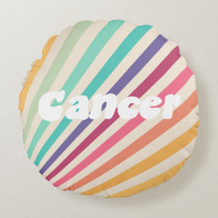 Almofada Redonda Cancer Zodiac Retro Astrologia Arco-Íris