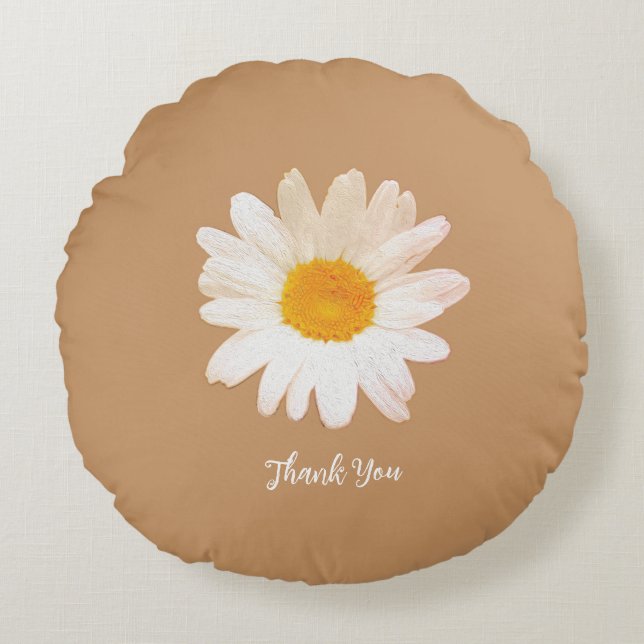 Almofada Redonda Caneca Flor de Margarida – Verão Botânico Aconcheg (Frente)