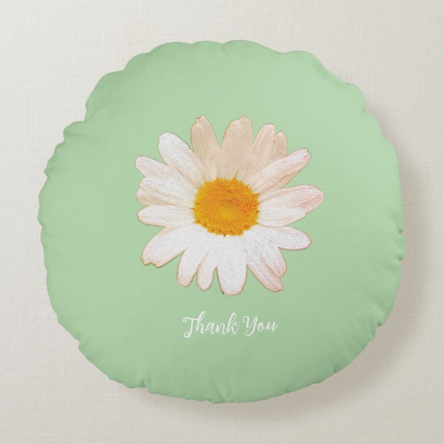 Almofada Redonda Caneca Flor de Margarida – Verão Botânico Aconcheg (Frente)