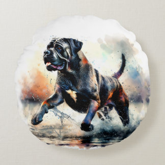 Almofada Redonda Cão Cane Corso em aquarela