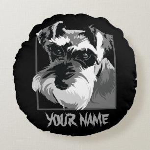 Almofada Redonda Cão customizável do Schnauzer diminuto