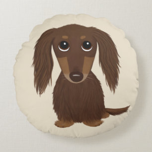 Almofada Redonda Cão de Dachshund Castanho-de-chocolate