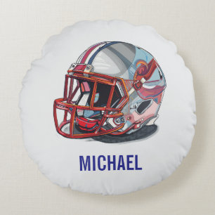Almofada Redonda Capacete de Futebol Pop Art Motivacional Nome