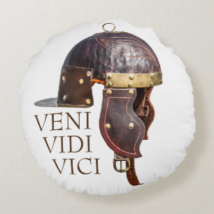 Almofada Redonda Capacete militar romano antigo - Veni, Vidi, Vici