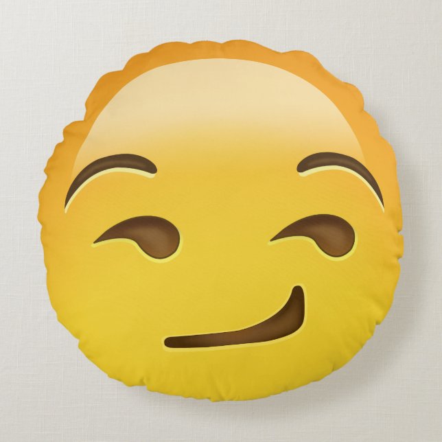 Almofada Redonda Cara Smirking Emoji (Frente)