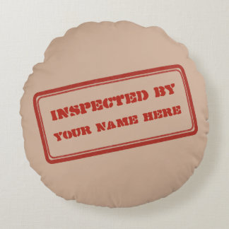 Almofada Redonda Carimbo de borracha vermelho engraçado inspecionad