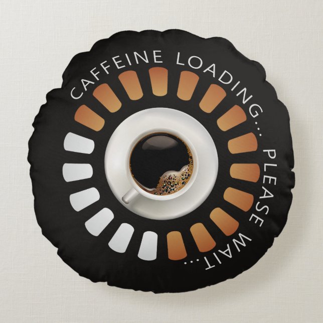 Almofada Redonda Carregando cafeína (Frente)
