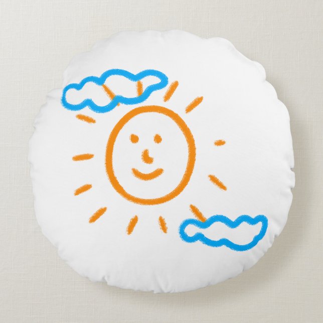 Almofada Redonda Carregar Crianças de Desenho Transformando Trabalh (Frente)