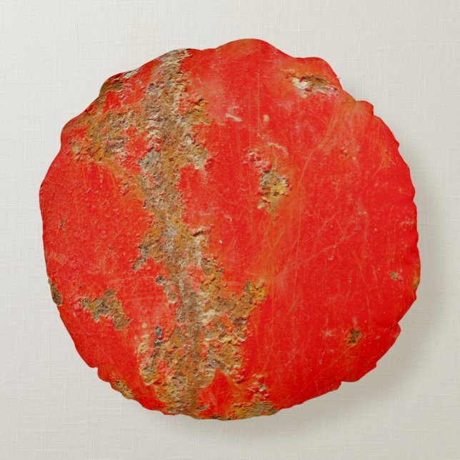 Almofada Redonda Carro antigo personalizado vermelho, metal enferru (Verso)