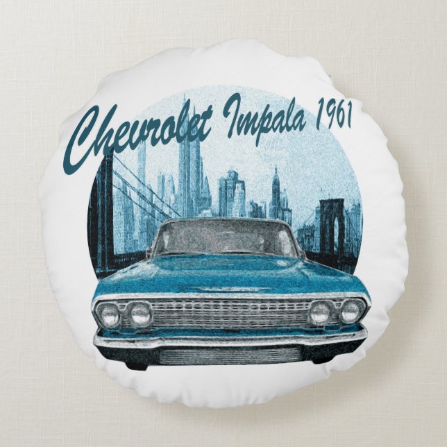 Almofada Redonda Carro clássico Chevrolet Impala 1961 (Verso)