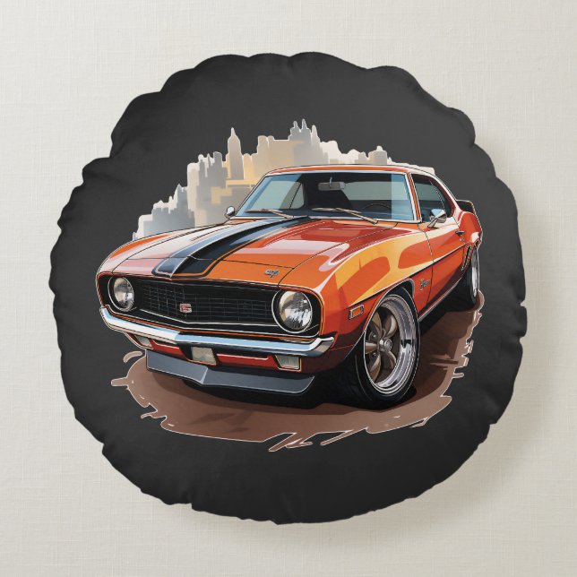 Almofada Redonda Carro Muscular Clássico (Frente)