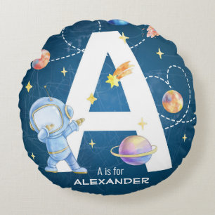 Almofada Redonda Carta de Aventura de Espaço Personalizável 'A'