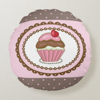 Almofada Redonda Cartão de aniversário com cupcake