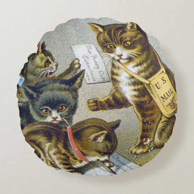 Almofada Redonda Cartão de comércio da linha, 1880 (Frente)