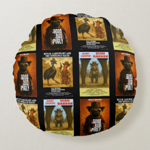 Almofada Redonda Cartaz de Filme Western Paródia