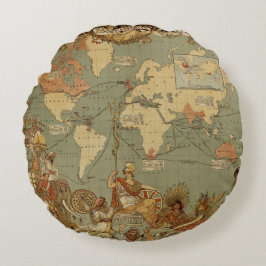 Almofada Redonda Cartaz do Mapa Mundial do Império Britânico de 188