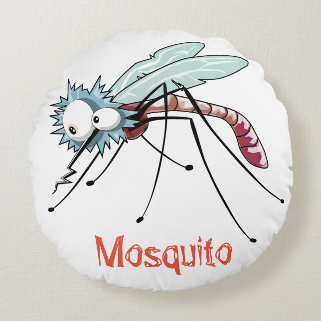 Almofada Redonda Cartoon do mosquito (Frente)