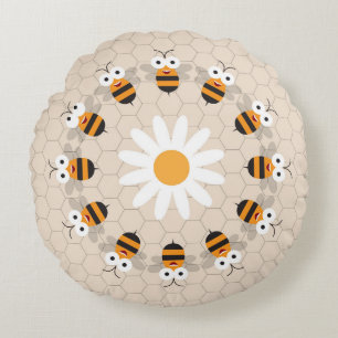 Almofada Redonda Cartoon Engraçada Engraçada Abelha Honeycomb