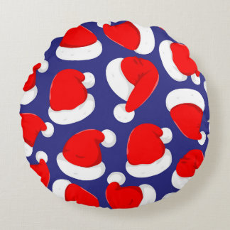 Almofada Redonda Cartoon Santa Hat - Fundo sem costura