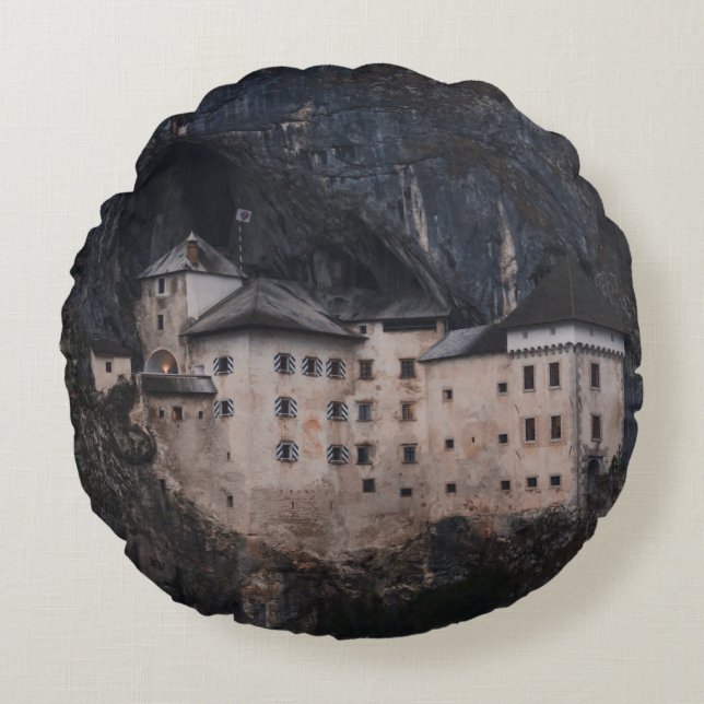 ALMOFADA REDONDA CASA CONCRETA DE BEIGE E PRETO (Frente)