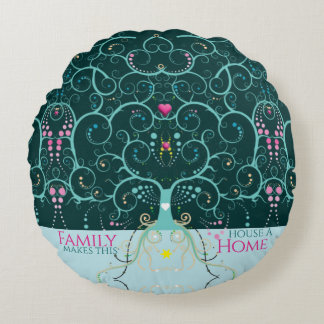 Almofada Redonda Casa da Família Boas-vindas Mat Tree Life Design