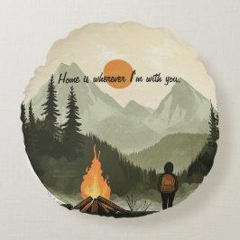 Almofada Redonda Casa é onde quer que eu esteja com você - travesse