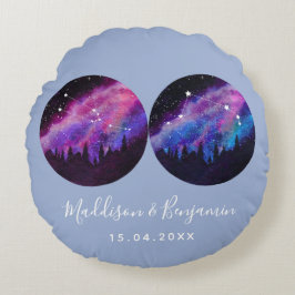 Almofada Redonda Casais Personalizados Zodiac Oferece Qualquer Horo