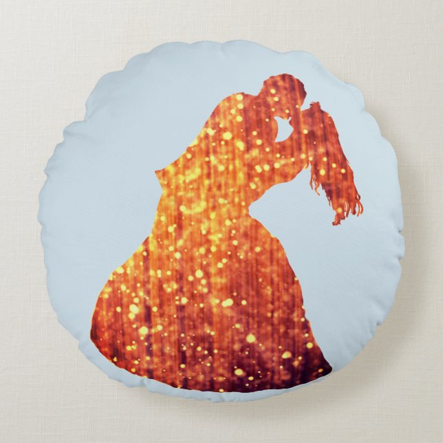 Almofada Redonda Casal ouro, Beijo, almofada de lançamento rodada d (Frente)