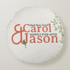 Almofada Redonda Casamento Botânico Personalizado