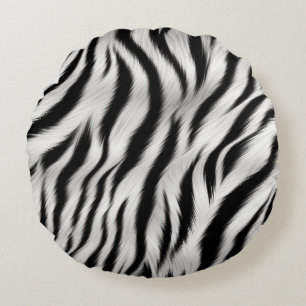 Almofada Redonda Casamento com Estampa Animal de Zebra Chic