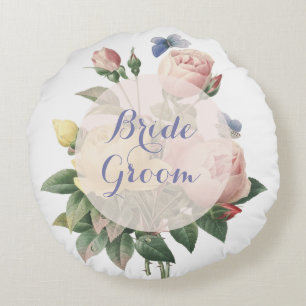 Almofada Redonda Casamento de Jardim de Borboletas Inglês para Semp