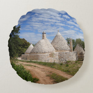 Almofada Redonda Casas de Trulli em Puglia/Apulia