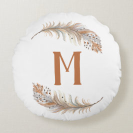 Almofada Redonda Castanho e Creme