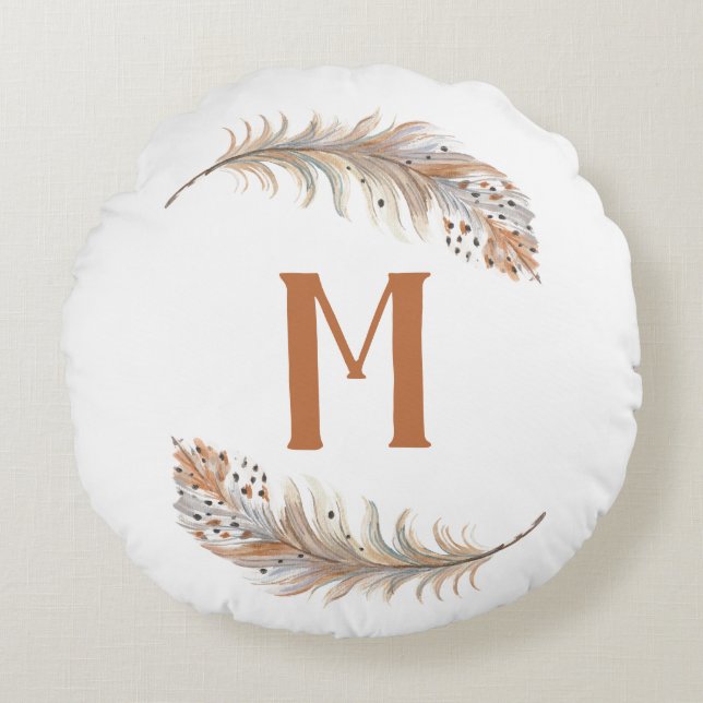 Almofada Redonda Castanho e Creme (Frente)