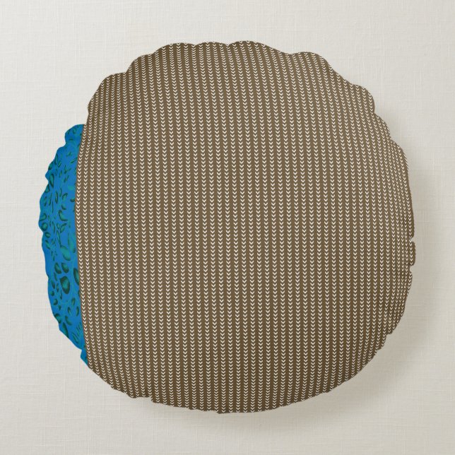 Almofada Redonda castanho, retângulo, madeira, bege, cinza, ouro, f (Frente)